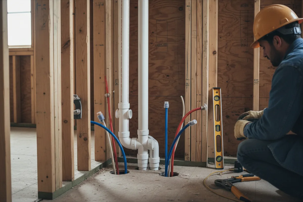 Drain and supply rough-in during Sump Pump Repair in Aliceville