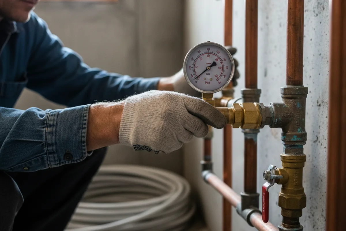 Pressure testing a repaired line during Water Line Repair in Aliceville